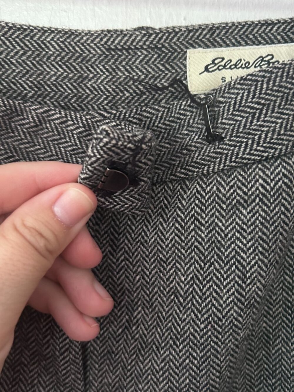 Eddie Bauer Hounds Tooth Wool Blend Trousers Womens‎ 14 Tall Brown Gray VINTAGE - Picture 4 of 7